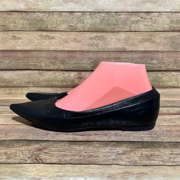 Balenciaga Black Leather Pointed Flats - Picture 1 of 8